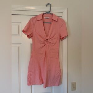 Abercrombie & Fitch Pink Ring-Front Short Sleeve Dress
